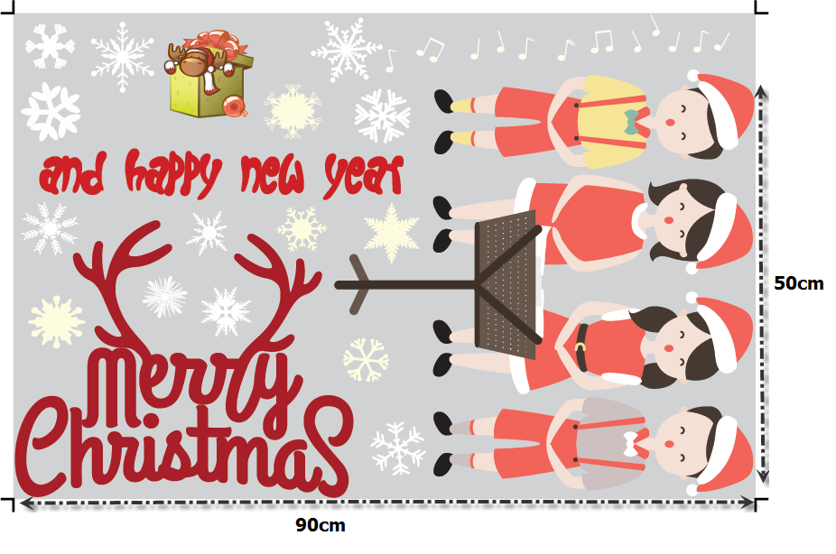 Decal dán tường Noel và những người bạn ( nền trắng đục)